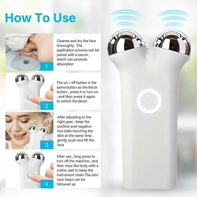 Alt view image 3 of 5 - Ecocleanpath White Microcurrent Facial Device - Anti-Aging, Wrinkle Reduction & Skin Tightening, USB Rechargeable