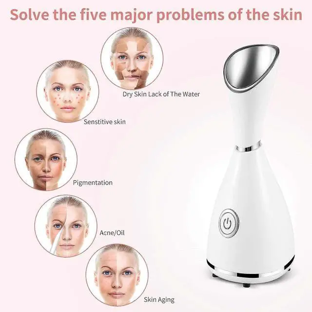 Alt view image 4 of 5 - Ecocleanpath Nano Ionic Face Steamer - 10X Deep Penetration, Unclogs Pores, Moisturizing Spa Humidifier in White