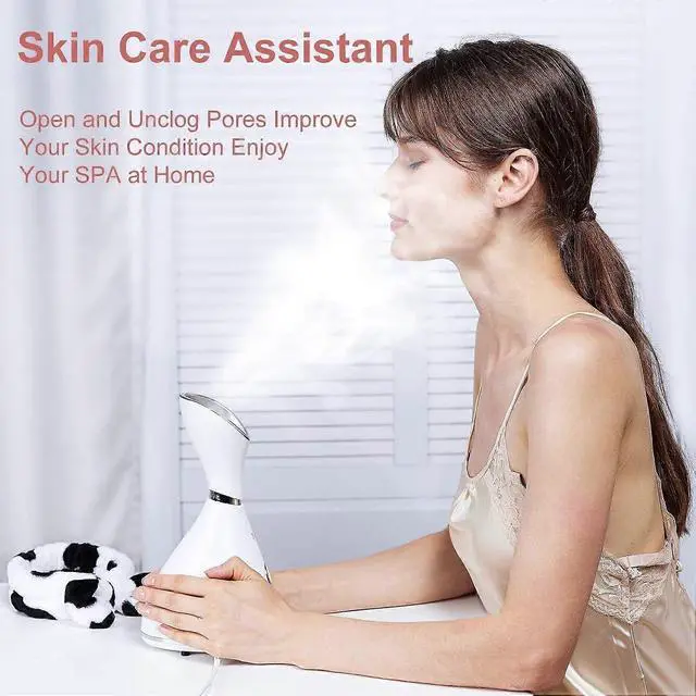 Alt view image 3 of 5 - Ecocleanpath Nano Ionic Face Steamer - 10X Deep Penetration, Unclogs Pores, Moisturizing Spa Humidifier in White