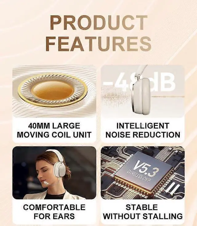 Alt view image 2 of 5 - Ecocleanpath Bluetooth 5.3 Wireless Headphones with ENC Noise Cancelling Mic, HiFi Stereo Foldable for Phone/PC (Black)