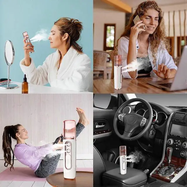 Alt view image 3 of 5 - Ecocleanpath USB Rechargeable Nano Facial Sprayer, Cool Mist Steamer with Visible Water Tank, Yellow