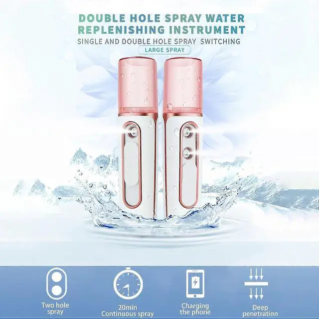 Alt view image 2 of 5 - Ecocleanpath USB Rechargeable Nano Facial Sprayer, Cool Mist Steamer with Visible Water Tank, Yellow