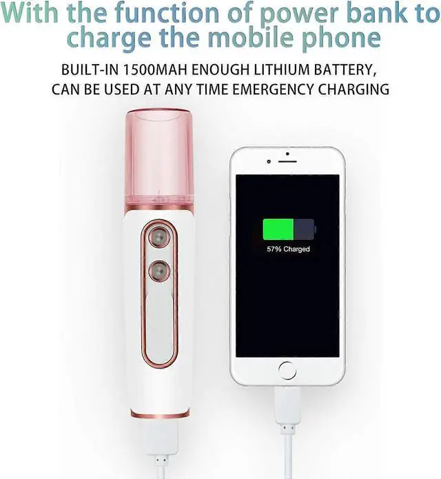 Alt view image 4 of 5 - Ecocleanpath USB Rechargeable Nano Facial Sprayer, Cool Mist Steamer with Visible Water Tank, Yellow