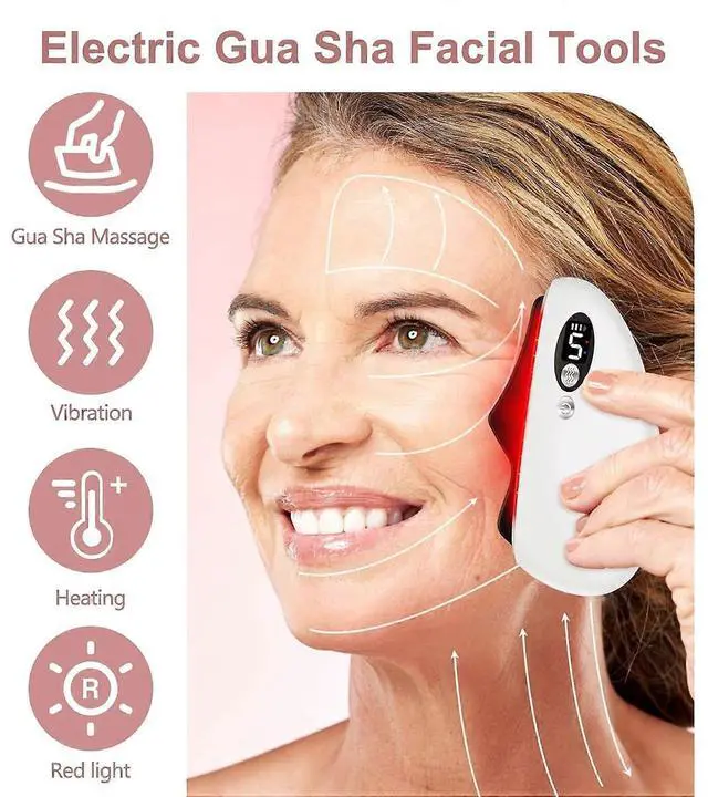 Alt view image 2 of 5 - Ecocleanpath Electric Gua Sha Tool with Heat & Vibration, Obsidian Facial Massager for Contouring & Anti-Aging (White)