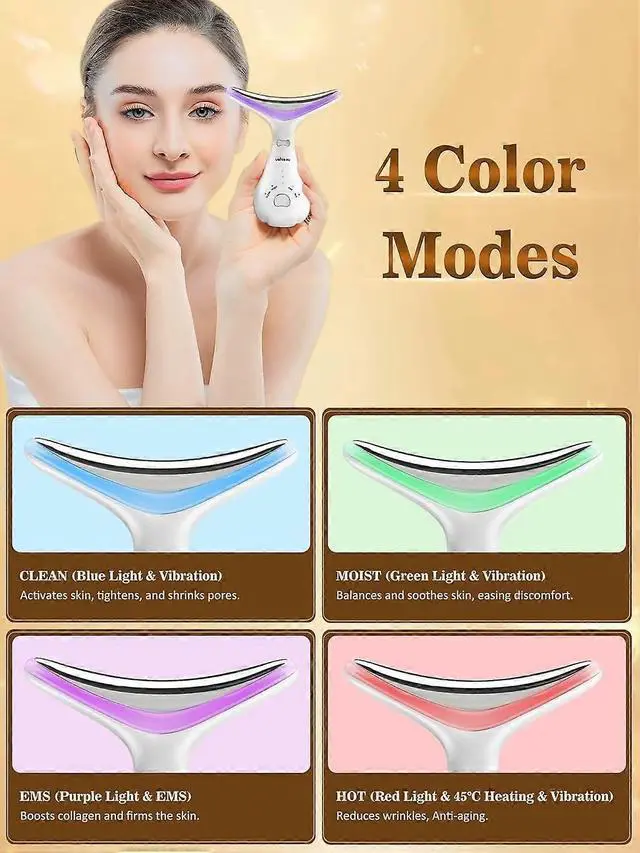 Alt view image 3 of 5 - Ecocleanpath White Electric Face Massager: 4-in-1 LED Anti-Wrinkle Lifting & Firming for Women