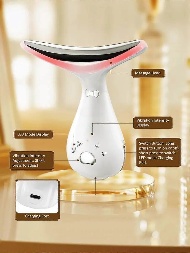Alt view image 4 of 5 - Ecocleanpath White Electric Face Massager: 4-in-1 LED Anti-Wrinkle Lifting & Firming for Women