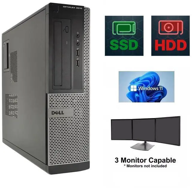 Main image of Dell OptiPlex 3010 DT Desktop Computer 16GB Ram 240GB SSD + 1TB HDD Windows 11 Pro Wi-Fi
