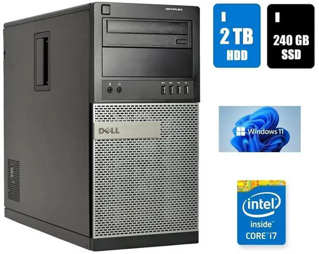 Main image of Dell OptiPlex MT Desktop Computer Intel Core i7 32GB Ram 240 SSD + 2TB HDD Wi-Fi Windows 11Pro