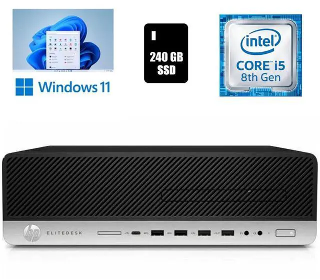 Main image of HP EliteDesk 800 G4 SFF Desktop Computer Intel Core i5 8th Gen 16GBRam 240SSD Wi-Fi Windows 11 Pro