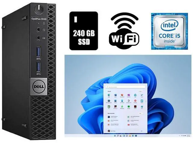 Main image of Dell OptiPlex 3040 Micro Core i5 Desktop Computer 16GB RAM 240GB SSD Wi-Fi Windows 11 Pro (25H2)