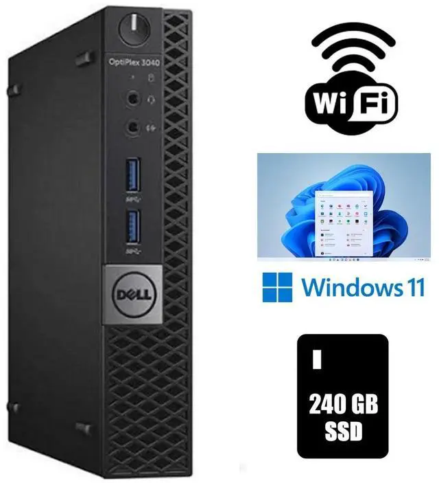 Main image of Dell OptiPlex 3040 Micro Desktop Computer 16GB RAM 240GB SSD Wi-Fi Windows 11 Pro (25H2)