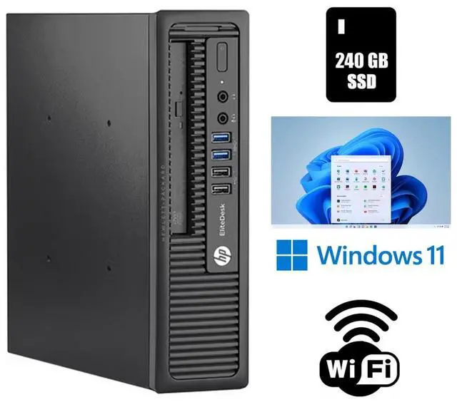 Main image of HP EliteDesk 800 G1 USDT Desktop Computer 16GB RAM 240GB SSD Wi-Fi Windows 11 Pro