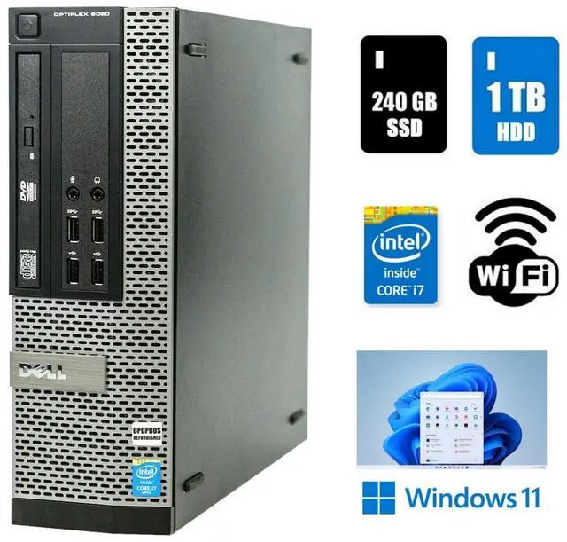 Main image of Dell OptiPlex 9020 SFF Core i7 Desktop Computer 32GB Ram 1TB HDD 240GB SDD Wi-Fi Windows 11 Pro