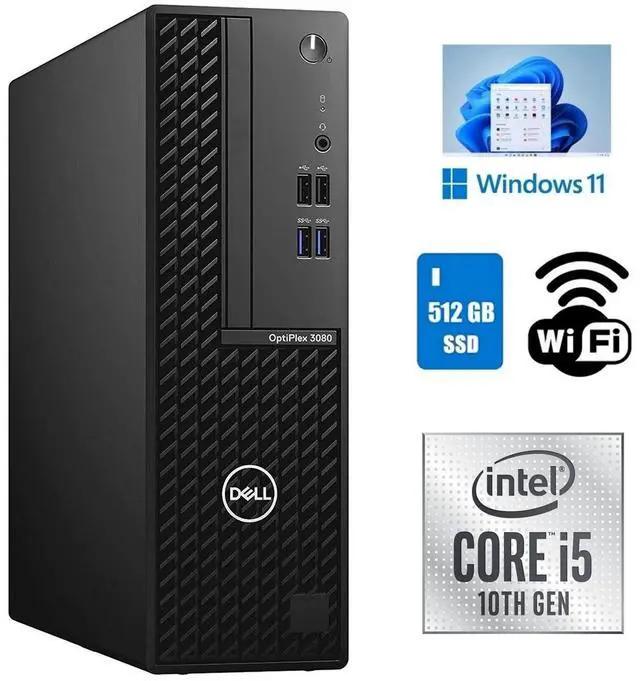 Main image of Dell OptiPlex 3080 SFF Desktop Computer Core i5-10500 10th Gen 16GB RAM 512GB SSD Wi-Fi Windows 11 Pro