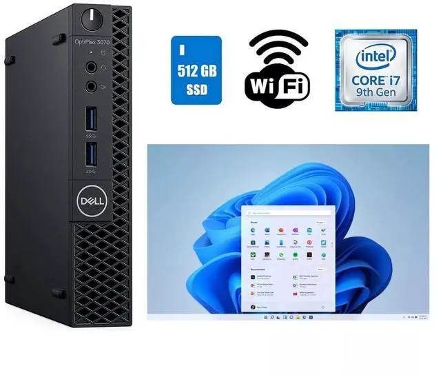 Main image of Dell OptiPlex 3070 Micro Core i7 9th Gen Desktop Computer 16GB RAM 512GB SSD Wi-Fi Windows 11 Pro