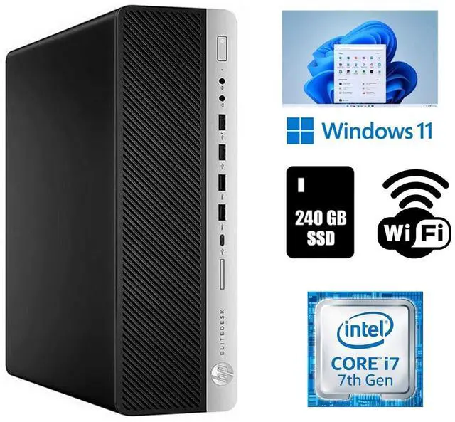 Main image of HP EliteDesk 800 G3 SFF Desktop Computer Intel Core i7-7500 16GB RAM 240GB SSD Wi-Fi Windows 11 Pro Fast Refurbished Business PC