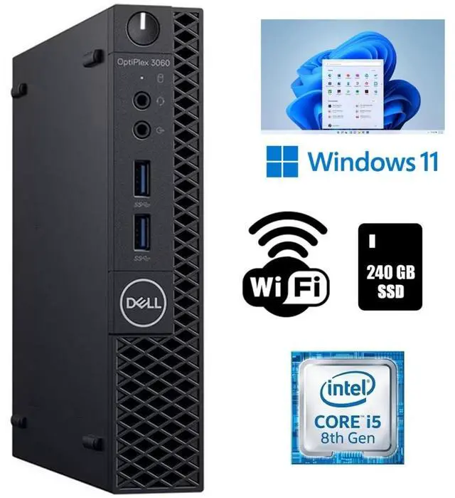 Main image of Dell OptiPlex 3060 Micro Desktop Computer Intel Core i5-8500T 8th Gen 16GB RAM 240GB SSD Wi-Fi Windows 11 Pro