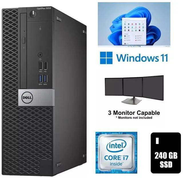 Main image of Dell OptiPlex 5050 SFF Desktop Computer Core i7 16GB RAM 240GB SSD Wi-Fi Windows 11 Pro Fast Refurbished Business PC