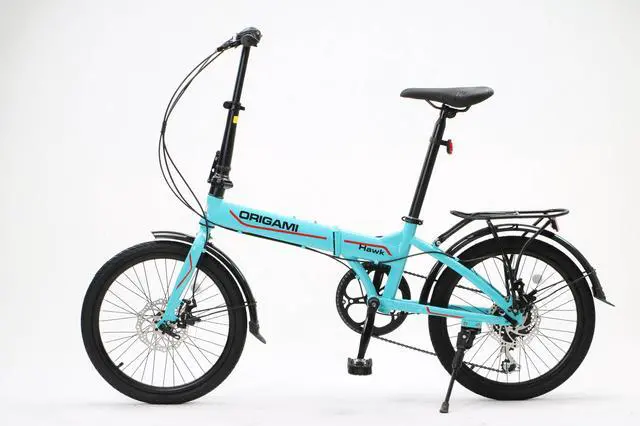 Alt view image 2 of 5 - In the Cycling Weekly Top 10 Folding Bikes!  The Origami Hawk is a steel-framed folding bike with a wide gear range, 7 speeds, full fenders, rear rack, and a great ride quality.