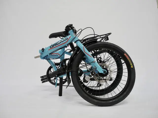 Alt view image 4 of 5 - In the Cycling Weekly Top 10 Folding Bikes!  The Origami Hawk is a steel-framed folding bike with a wide gear range, 7 speeds, full fenders, rear rack, and a great ride quality.