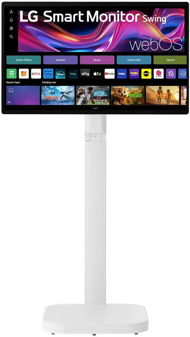 Main image of Smart Monitor Swing 32U889SAW 32-Inch 4K UHD (3840x2160) IPS Touchscreen on a Fully Adjustable Wheeled Base HDR10, webOS, Built-in Speaker, HDMI, USB Type-C, Tilt/Height/Swivel/Pivot Stand, White