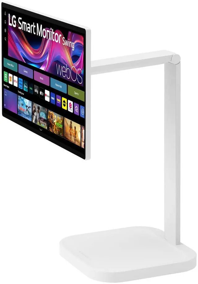 Alt view image 2 of 7 - Smart Monitor Swing 32U889SAW 32-Inch 4K UHD (3840x2160) IPS Touchscreen on a Fully Adjustable Wheeled Base HDR10, webOS, Built-in Speaker, HDMI, USB Type-C, Tilt/Height/Swivel/Pivot Stand, White