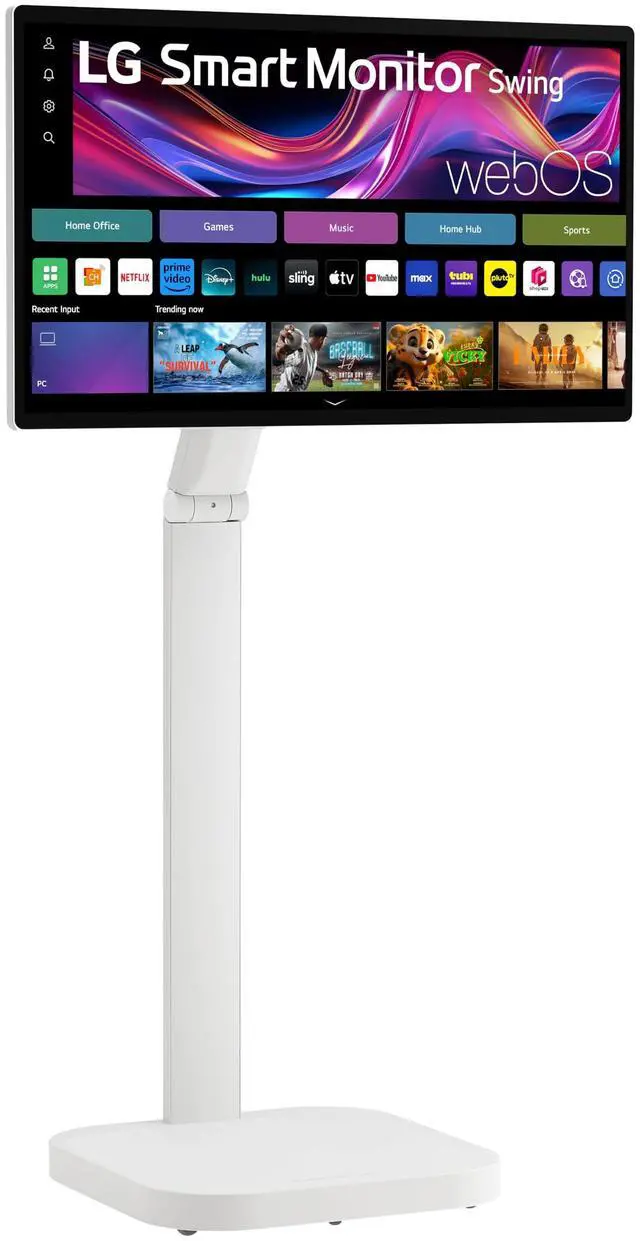 Alt view image 3 of 7 - Smart Monitor Swing 32U889SAW 32-Inch 4K UHD (3840x2160) IPS Touchscreen on a Fully Adjustable Wheeled Base HDR10, webOS, Built-in Speaker, HDMI, USB Type-C, Tilt/Height/Swivel/Pivot Stand, White