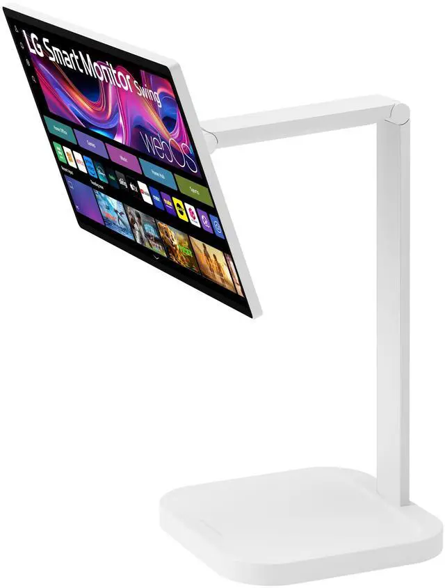 Alt view image 4 of 7 - Smart Monitor Swing 32U889SAW 32-Inch 4K UHD (3840x2160) IPS Touchscreen on a Fully Adjustable Wheeled Base HDR10, webOS, Built-in Speaker, HDMI, USB Type-C, Tilt/Height/Swivel/Pivot Stand, White