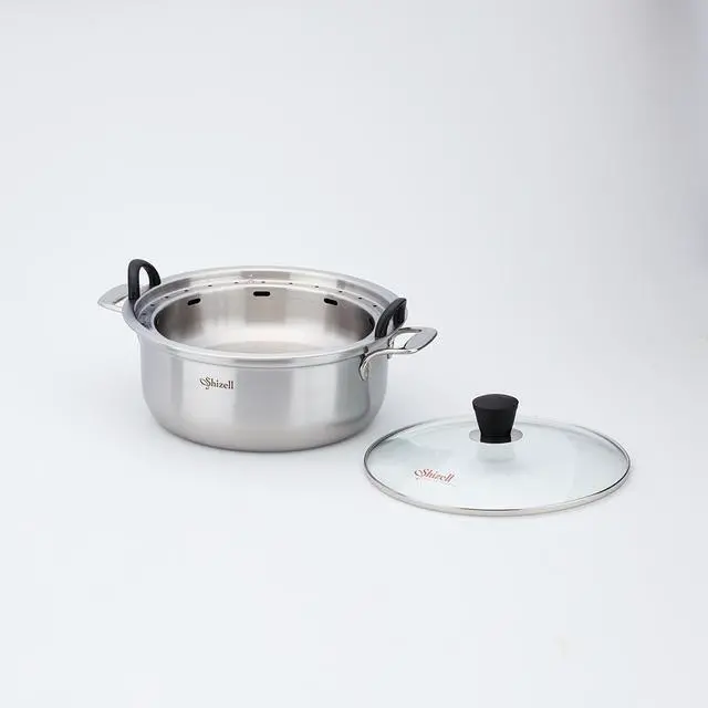 Alt view image 2 of 7 - Shizell 11inch(28cm) Wellbeing Cooker  3-Ply Stainless Steel Steamer Pot | Low-Fat High-Protein Cooking | Dry Sauna Steam Technology | Induction Compatible | Made in Korea