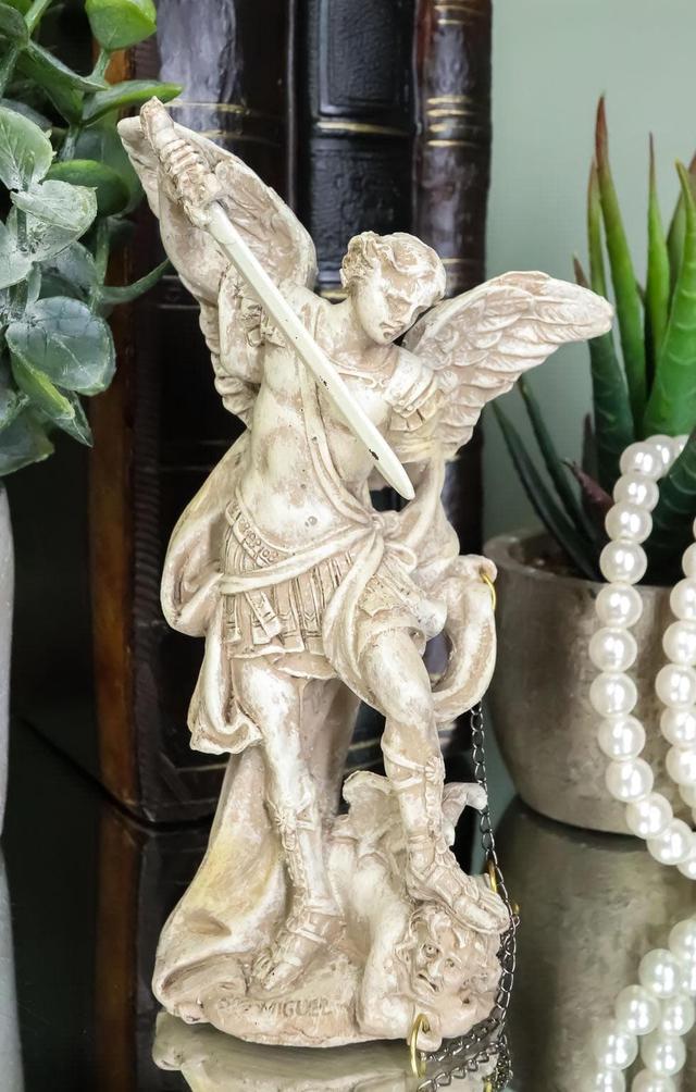 Holy Archangel Saint Michael With Chained Lucifer Statue Holy Eucharist Patron