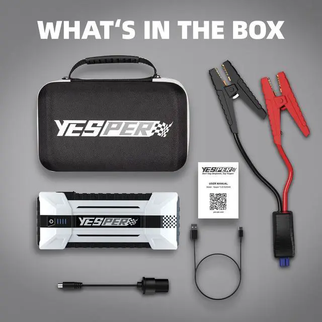 Alt view image 7 of 7 - YESPER Battery Jump Starter,4120A Peak 24000mAh Portable Car Starter for 12V All Gas up to 10.0L Diesel Engine,24000mAh Battery Booster Pack,Jump Box - White