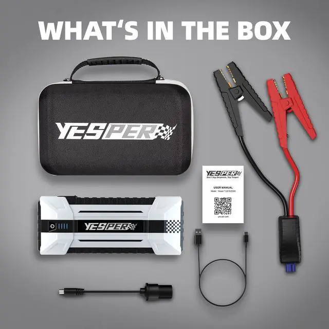 Alt view image 7 of 7 - YESPER 2160A Car Battery Jump Starter 16000mAh start 12V Vehicles up to 9.0L Gas and 7.0L Diesel Engine Portable Battery Pack