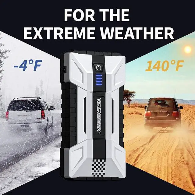 Alt view image 5 of 7 - YESPER 1550A Car Jump Starter 12000mAh Portable Power Bank Start up to 8.0L Gas and 6.0L Diesel Engine