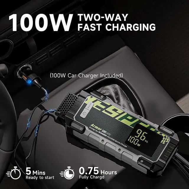 Alt view image 3 of 7 - YESPER 3000A Car Jump Starter with Pre-Heat Tech 20000mAh Portable Jump Starter for 12V up to 10.0L Gas/8.0L Diesel
