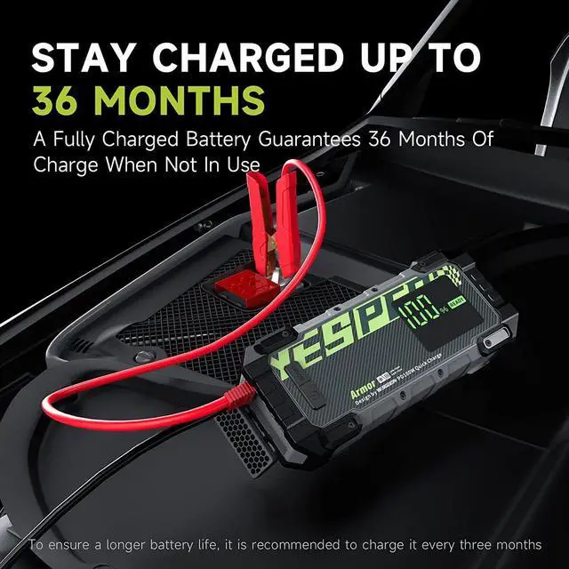 Alt view image 6 of 7 - YESPER 3000A Car Jump Starter with Pre-Heat Tech 20000mAh Portable Jump Starter for 12V up to 10.0L Gas/8.0L Diesel