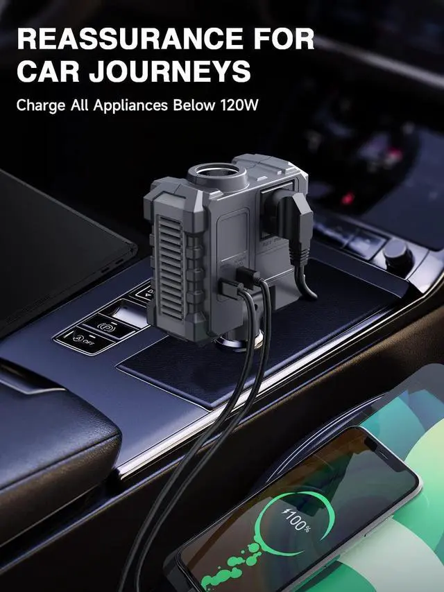Alt view image 5 of 7 - YESPER Portable Power Station 240Wh with 120W AC Output,PD100W USB-C in/Output Jump Starter 3000A Start up to 10.0L Gas/8.0L Diesel engines