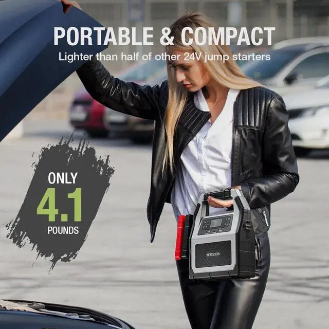 Alt view image 5 of 7 - YESPER Car Jump Starter 6000A Peak ,Portable Jump Starter 42000mAh Power Bank,Booster Jumper Box for 24V Pack Up to All Gas/Diesel Engine