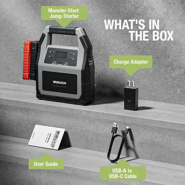 Alt view image 7 of 7 - YESPER Car Jump Starter 6000A Peak ,Portable Jump Starter 42000mAh Power Bank,Booster Jumper Box for 24V Pack Up to All Gas/Diesel Engine