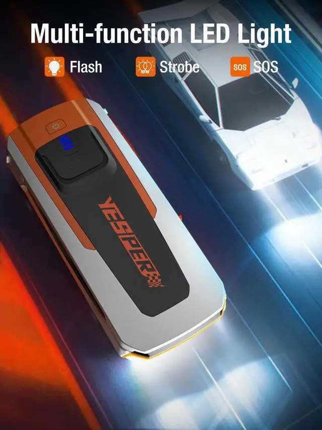 Alt view image 6 of 7 - Yesper Battery Jump Starter,2160A peak Portable Car Starter with LED &USB QC3.0,12V Auto Car Jumper Starter up to 9.0L Gas/7L Diesel Engines,Jump Box