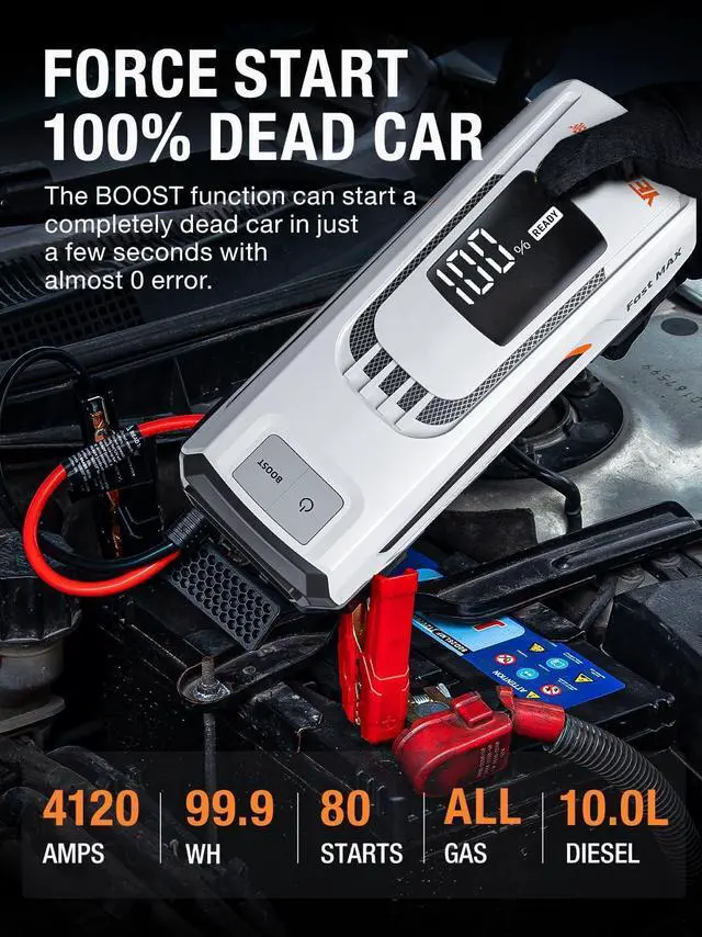 Alt view image 2 of 7 - YESPER Boost Jump Starter Battery Pack 4120A 27000mAh Car Battery Charger Jumper Starter (All Gas/up to 10L Diesel) 100W Quick Charge 12V Portable Jump Box for Totally Dead Vehicle with DSLI Safe Tech