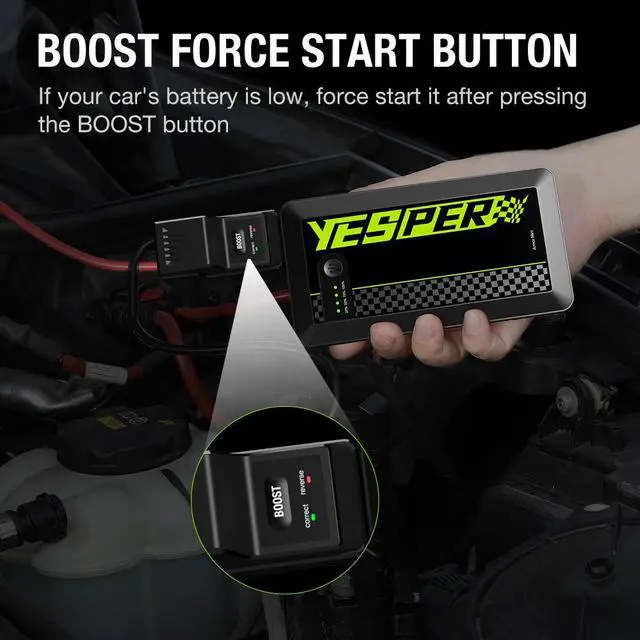 Alt view image 7 of 7 - YESPER Mini Car Jump Starter 1200A Peak Jumper Starter Portable battery Charger Jump Box 12V Auto Battery Booster Pack Up to 6L Gas and 4L Diesel Engine