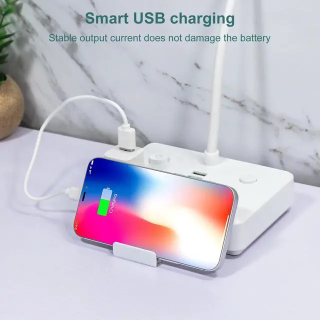 Alt view image 3 of 7 - BBJY 3 Colours Changing Table Lamp with Power Strip for Bedroom - Nightstand Lamps with 4 AC Outlet and 2 USB Charging Port, 2 Switches for Power/Colour Control, Desk Lamp with Socket for Office Home