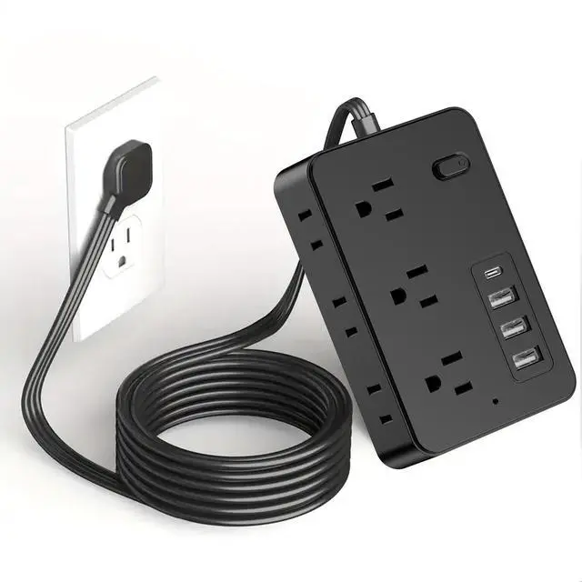 Main image of Power Strip, Surge Protector With 6 AC Outlets & 3 USB & 1 Type-C Ports, Angled Flat Plug, For Home, Office, Dorm Essentials
