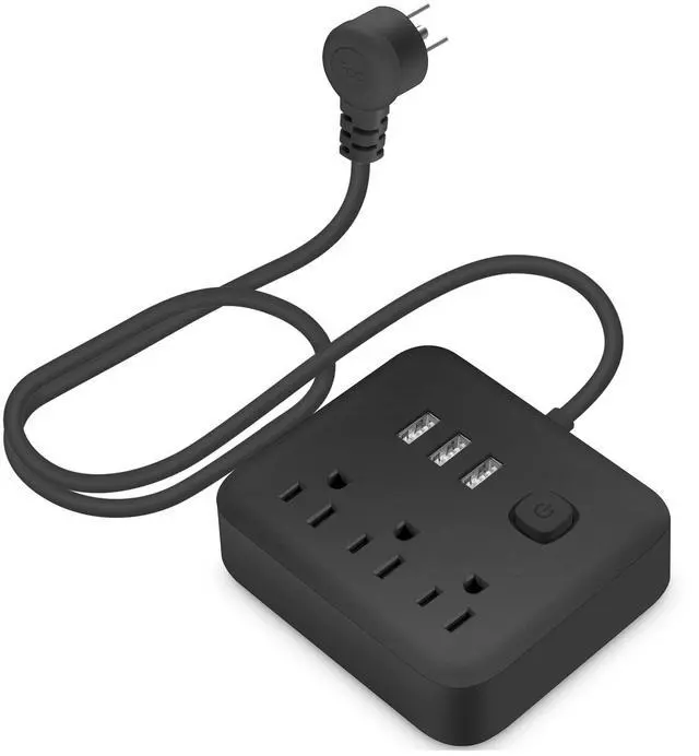 Main image of USB Power Bar Extension Cord -4 Ft Surge Protector Power Strip with 8 Outlets and 4 USB Ports(3U1C), 3 Side Outlet Extender for Home, Office, Dorm Essentials, ETL Listed