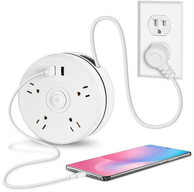 Main image of 6Ft Extension Cord Power Bar, Nuetsa Surge Protector 4 AC Outlets and 2USB Ports(2U1C), 6 Feet Power Strip (1625W/13A) for Home, Office, 2700 Joules, ETL Listed,