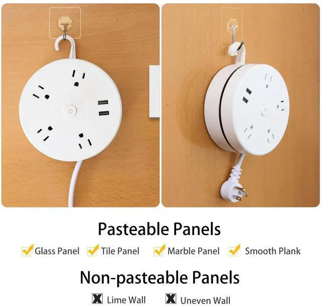 Alt view image 2 of 6 - 6Ft Extension Cord Power Bar, Nuetsa Surge Protector 4 AC Outlets and 2USB Ports(2U1C), 6 Feet Power Strip (1625W/13A) for Home, Office, 2700 Joules, ETL Listed,