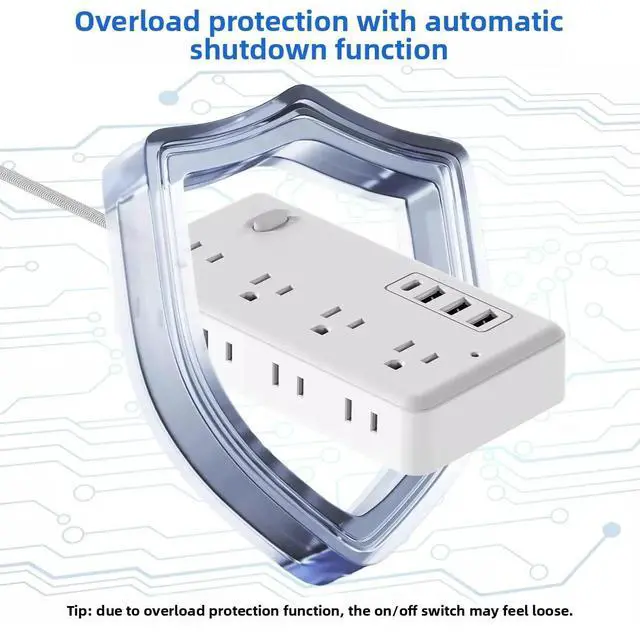 Alt view image 5 of 7 - Power Strip, Surge Protector with 15 Outlets and 4 USB Ports, 5 Feet Extension Cord (1875W/15A), 2700 Joules, Black 10FT