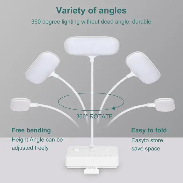 Alt view image 6 of 7 - LED Desk Lamp with Power Strip, 4 AC Outlets & 2 USB Charging Ports, 3 Lighting Modes Dimmable Table Lamp, 360° Adjustable Flexible Gooseneck, Eye-Caring Small Desk Light for Home Office