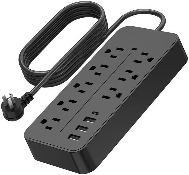 Main image of Power Strip, Surge Protector with 8 AC outlets and 4 USB ports, 5 Ft Extension Cord, 12 in 1 Charging Station for Home/Office/Dorm
