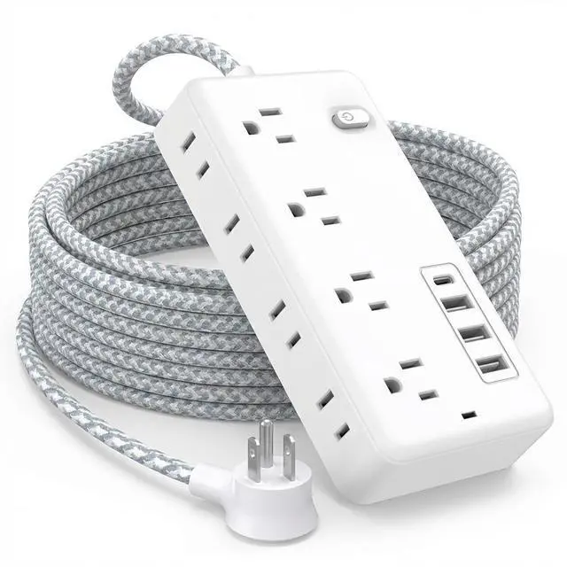 Main image of Power Strip, Extension Cord, Portable Power Strip Flat Plug with 8 AC Outlets 4 USB Ports (1 USB C), Multi Plug Extension Cord for Travel, Cruise, Office, Hotels